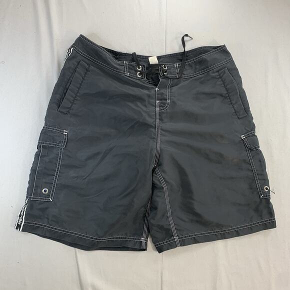 Pelagic Board Shorts Mens 36 Black Nylon Swim Trunks Adult Fishing Cargo Baggy - Picture 1 of 8